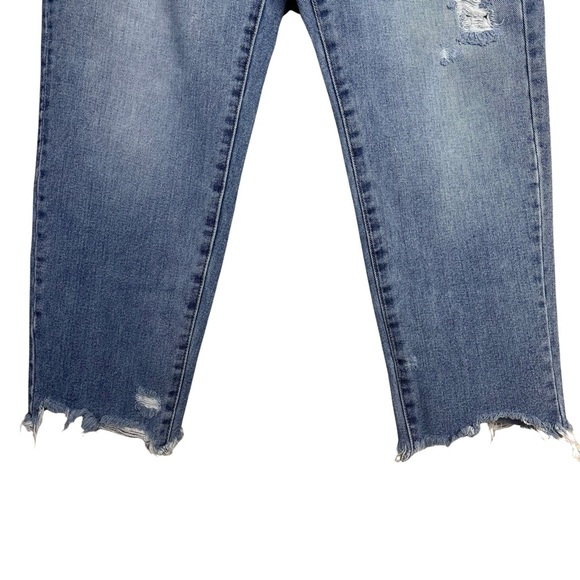 Vervet by Flying Monkey Crop Distressed Jeans Size 29 Blue Denim High Waist - Picture 3 of 10